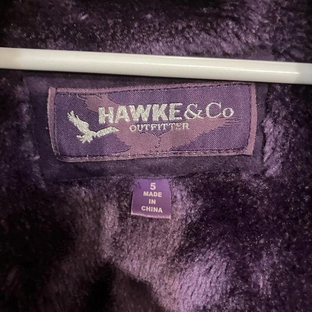 Hawk & Co faux fur lined faux suede girls ruffle coat size 5